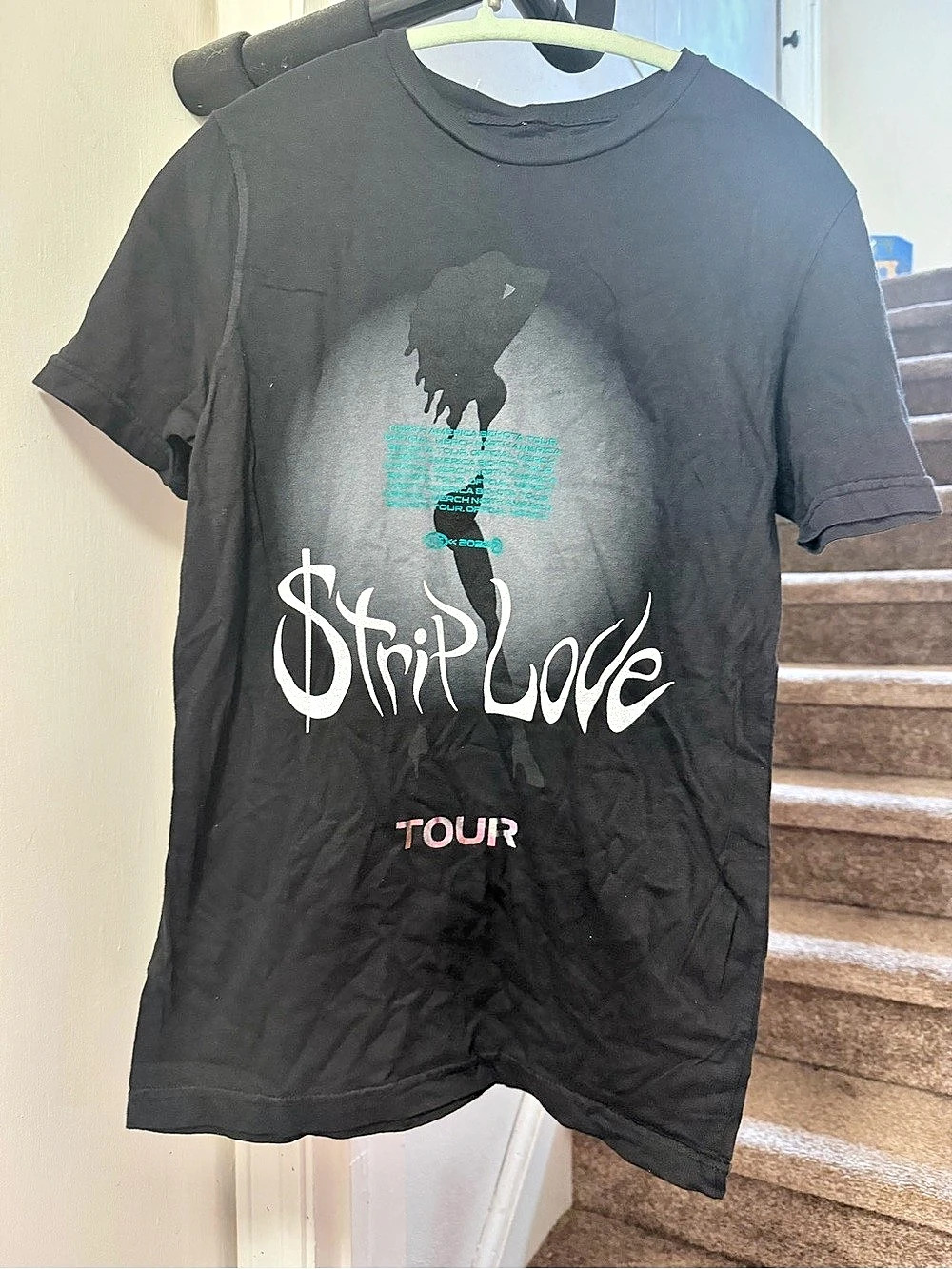 Karol G Strip Love Tour Graphic Tee in Black Size Small
